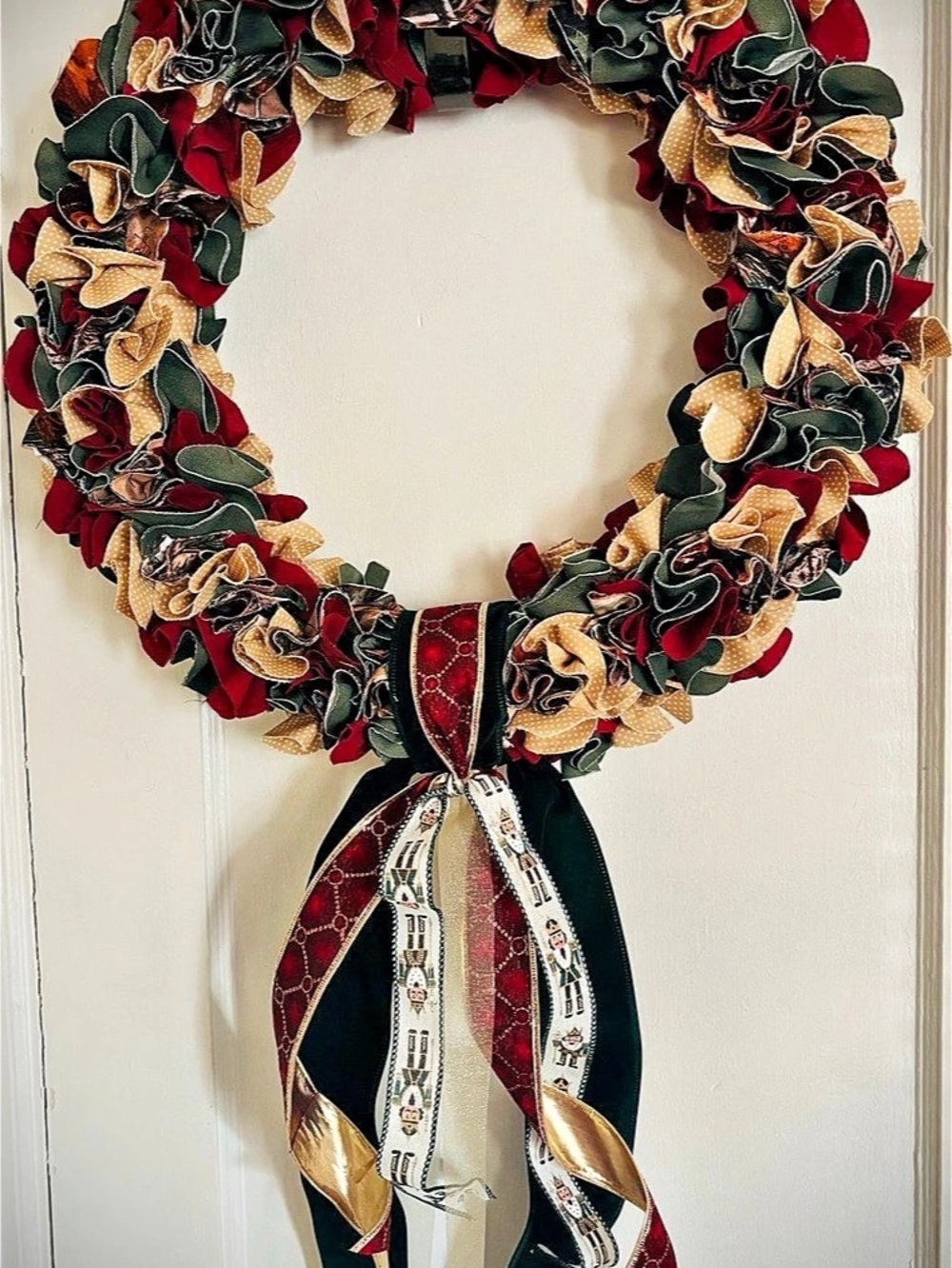 Green & Red Multicolor Ribbon Wreath